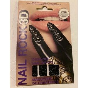 NAIL ROCK 3D Manicure Designer Nail Wraps DOODAD Wrap BLACK 🔥 🔥 🔥🔥🔥